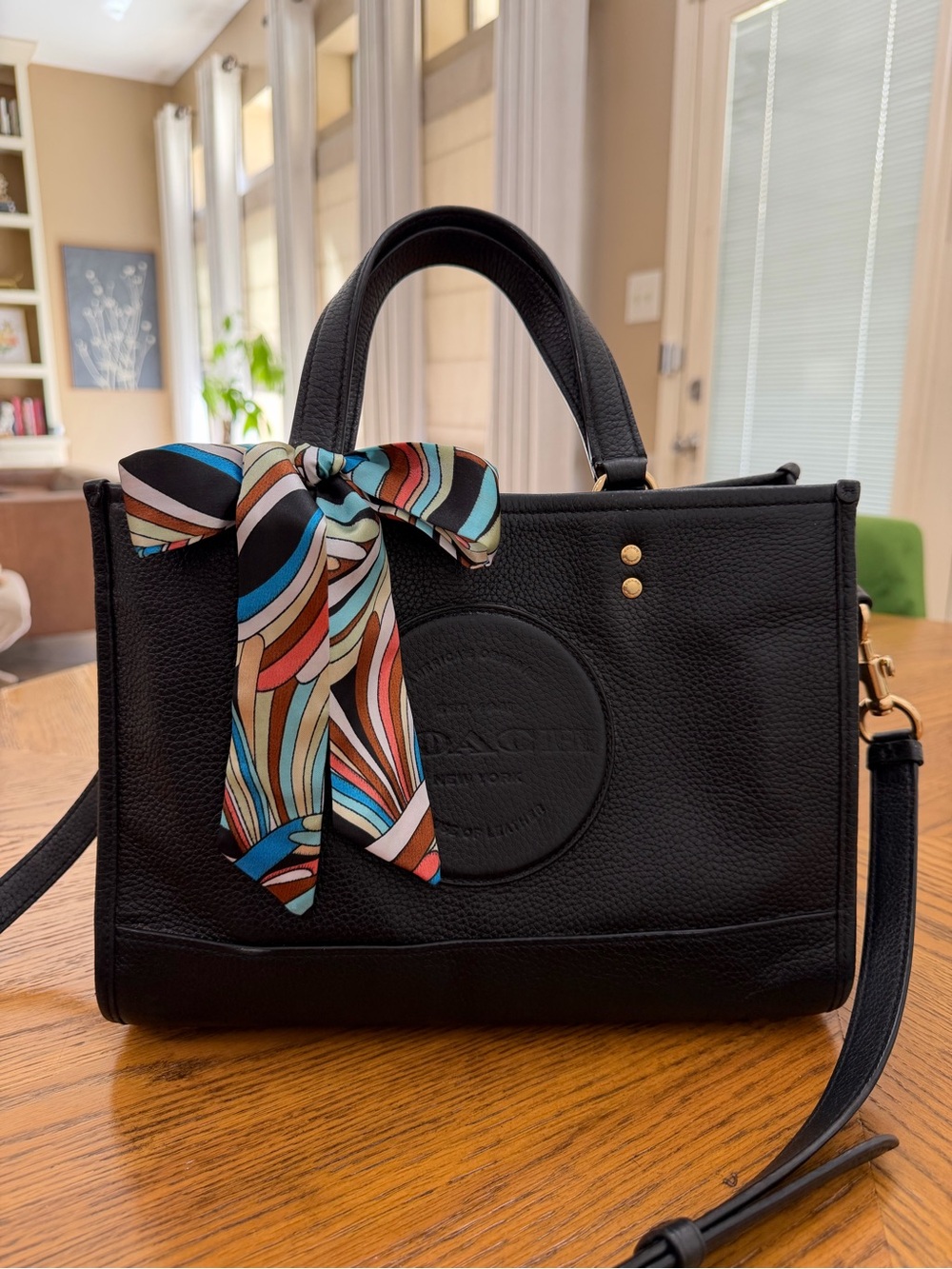 Coach Dempsey Black Pebbled Leather Carryall Satchel Tote Bag